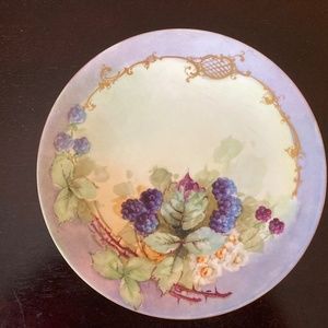 Antique PL Limoges Plate with Floral and Fruit Designs